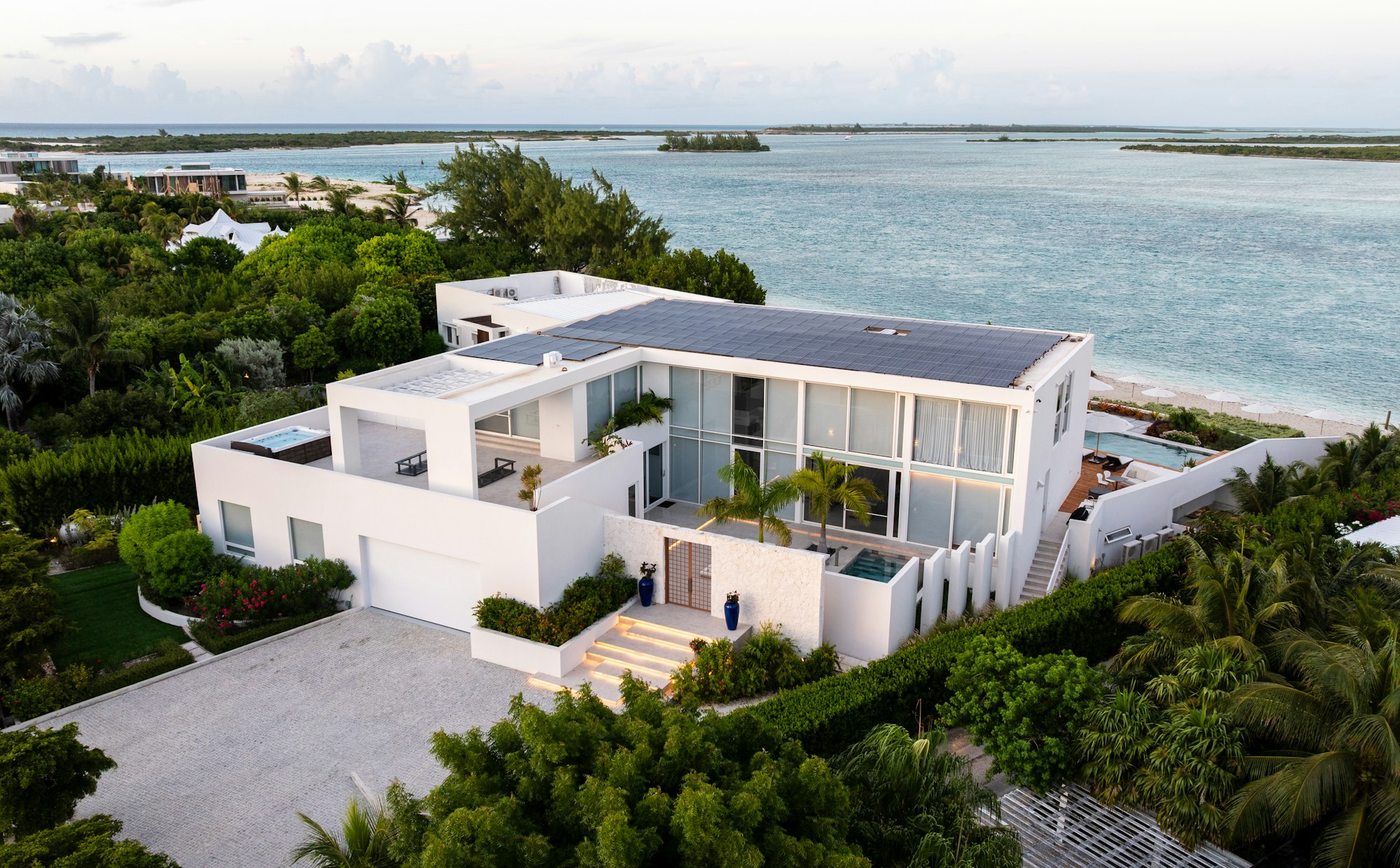 Villa with solar panels on the roof